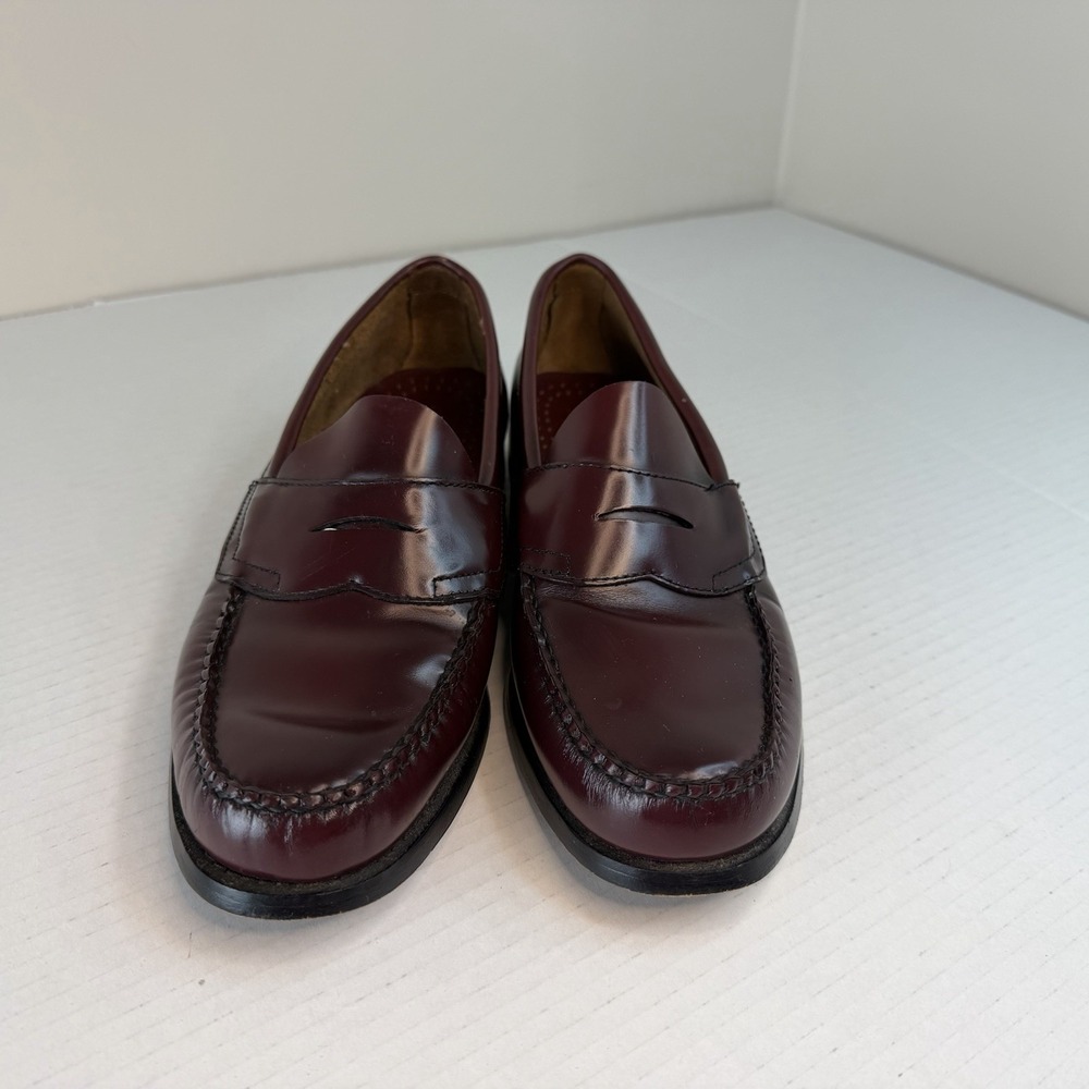 Vintage GH Bass Weejuns Logan Penny Loafers Men 7 D Burgundy Leather